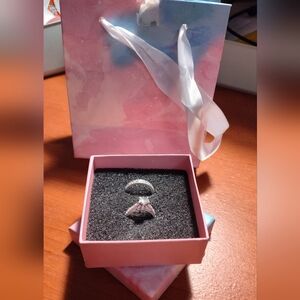 Silver engagement ring set size 6